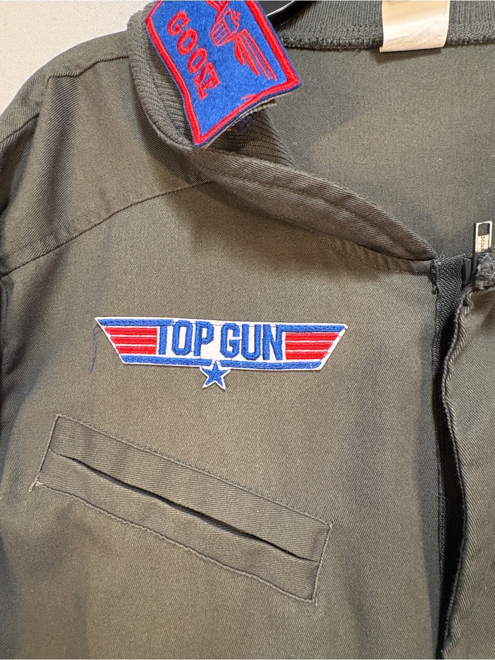 HALLOWEEN Adult Top Gun Flight Suit Costume w/ Mavrick & Goose Patches Large - Picture 8 of 13